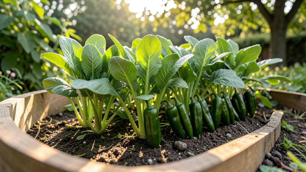 Bok Choy Around Pepper Beds
