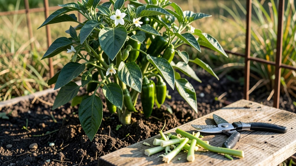 Pruning Green Pepper Plants: Maximize Yield With Strategic Trimming Techniques
