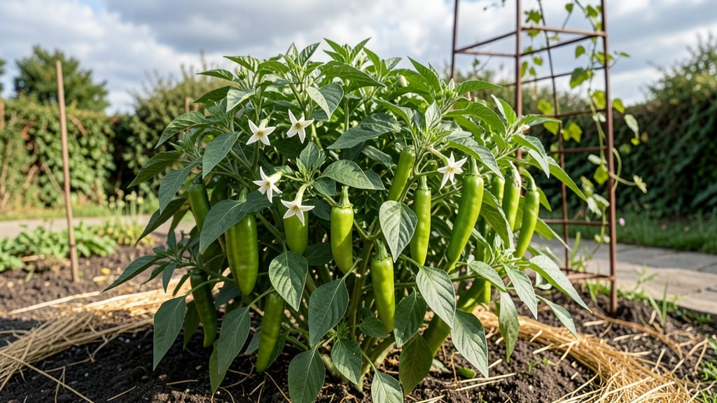 Light Green Long Peppers: Pole-Trained Spice in 55 Days Without Bitterness