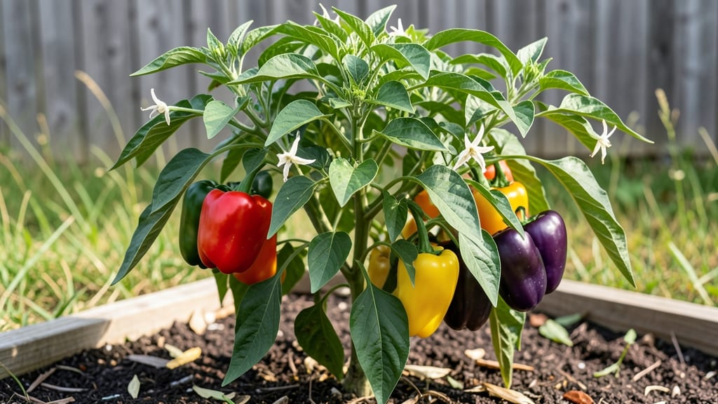 Rainbow Bell Pepper Plants: Pole-Trained Color Explosion in Containers