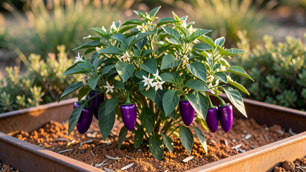 Purple Pepper Plant: Pole-Trained Abundance in Small Gardens