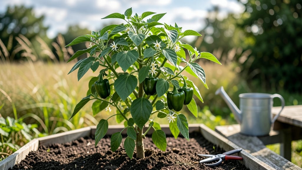 Sweet Green Pepper Growing Guide: Pole-Trained Abundance in Small Gardens Without Bitterness