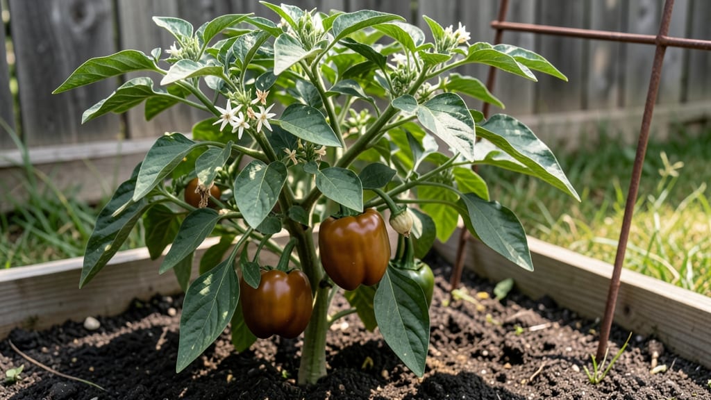 Brown Bell Pepper Growing Guide: Pole-Trained Spice Mastery in Compact Gardens