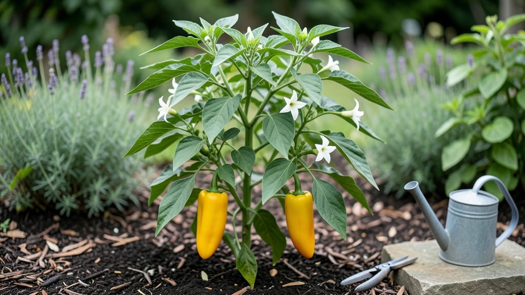 Banana Bell Pepper Growing Guide: Pole-Trained Heat in Compact Gardens Without Bitter Surprises