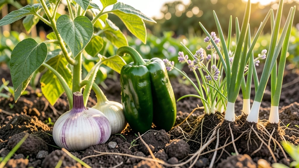 Onion Family Near Jalapenos