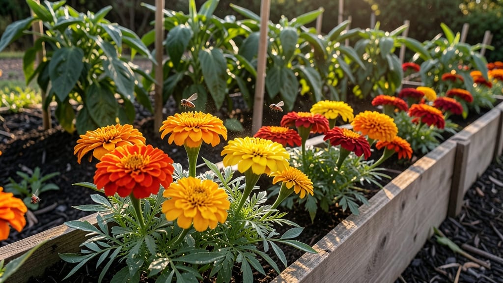 Marigolds Around Pepper Beds