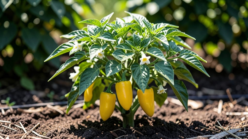 Hungarian Yellow Wax Pepper Plants: Pole-Trained Heat in 55 Days Without Bitterness Risks