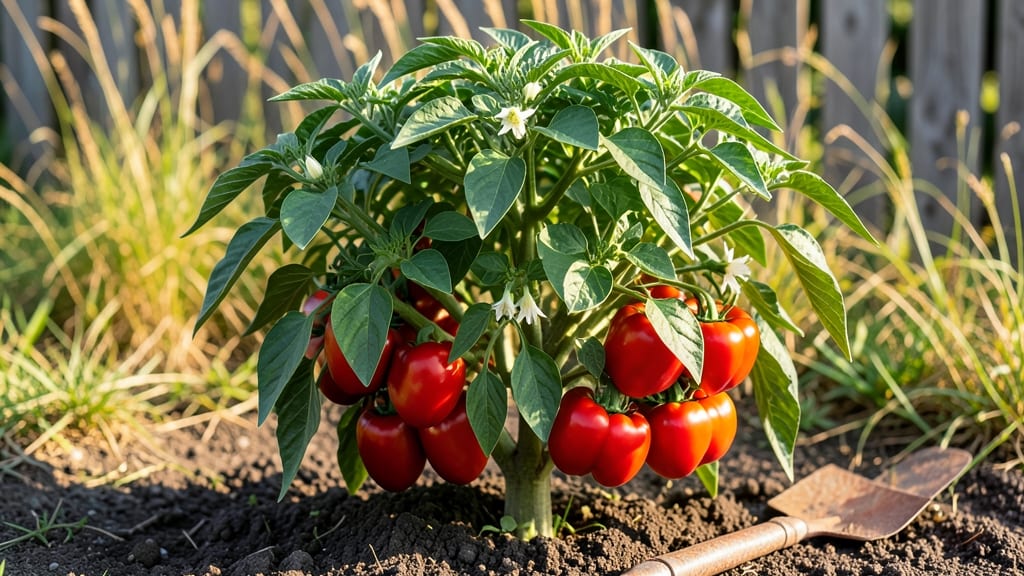 Red Pepper Plants: Pole-Trained Productivity in Small Gardens