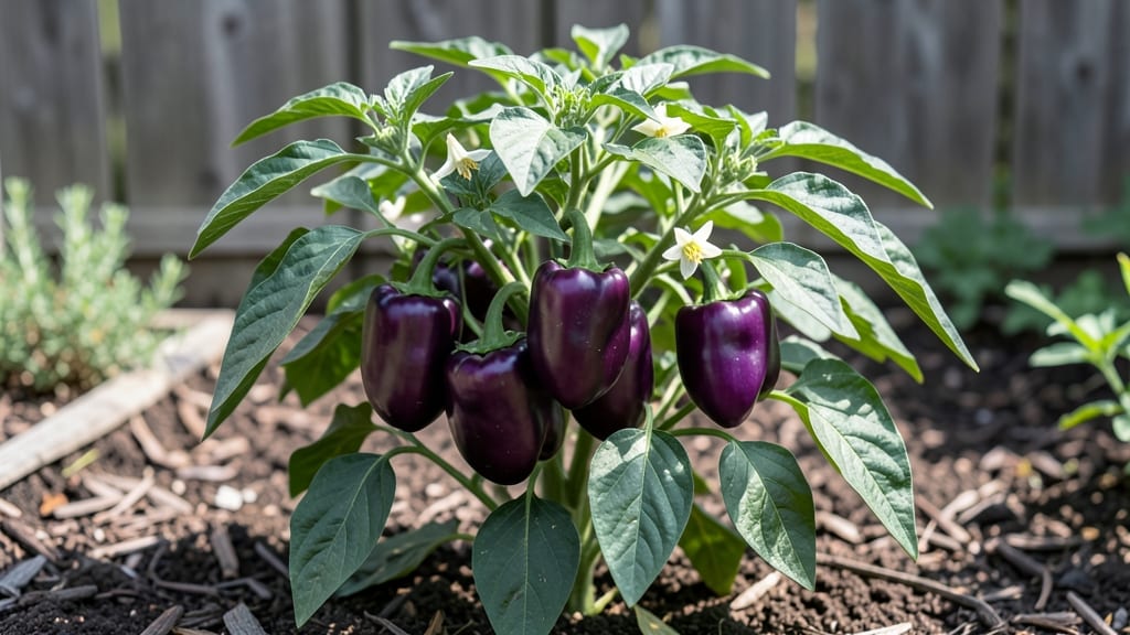 Purple Sweet Bell Peppers: Pole-Trained Abundance in 55 Days Without Bitterness