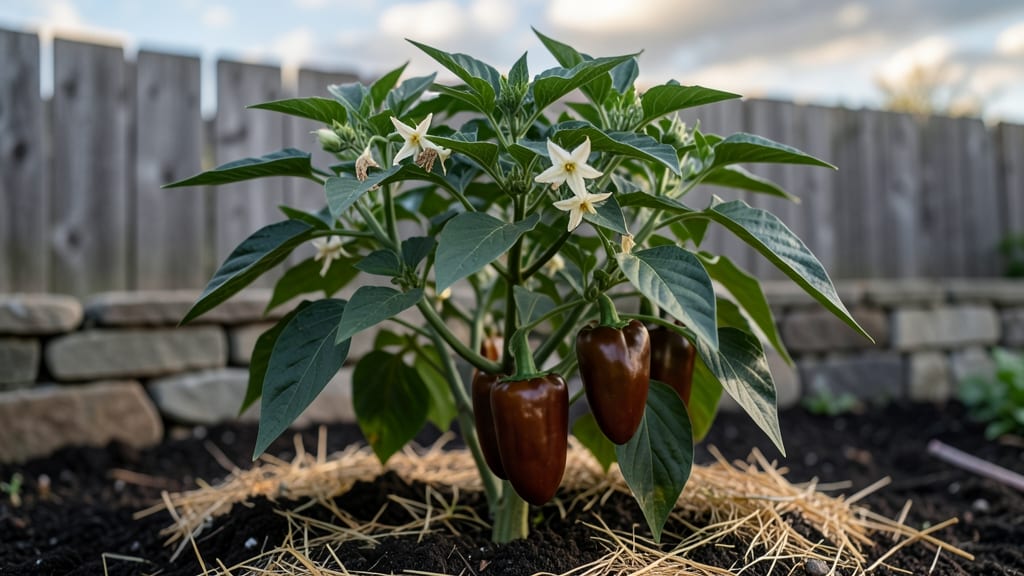 Sweet Chocolate Bell Pepper Growing Guide: Pole-Trained Harvest in 55 Days Without Bitterness